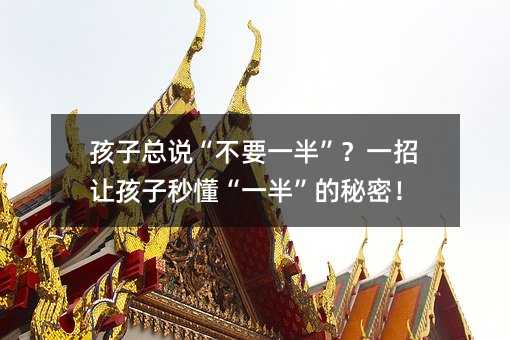 孩子总说“不要一半”?一招让孩子秒懂“一半”的秘密!